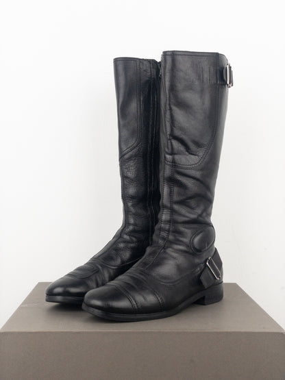 Miu Miu 2000s Knee-High Buckle Biker Boots