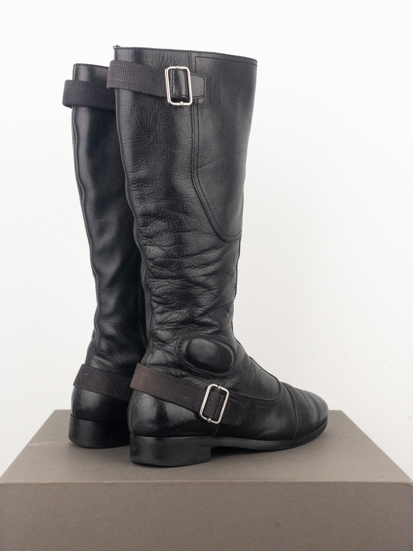 Miu Miu 2000s Knee-High Buckle Biker Boots