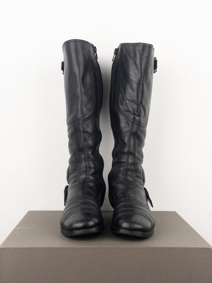 Miu Miu 2000s Knee-High Buckle Biker Boots