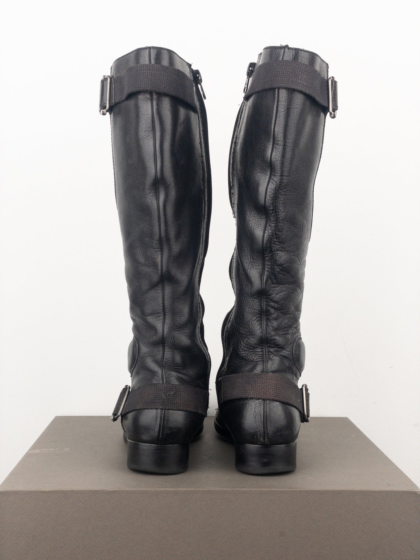 Miu Miu 2000s Knee-High Buckle Biker Boots