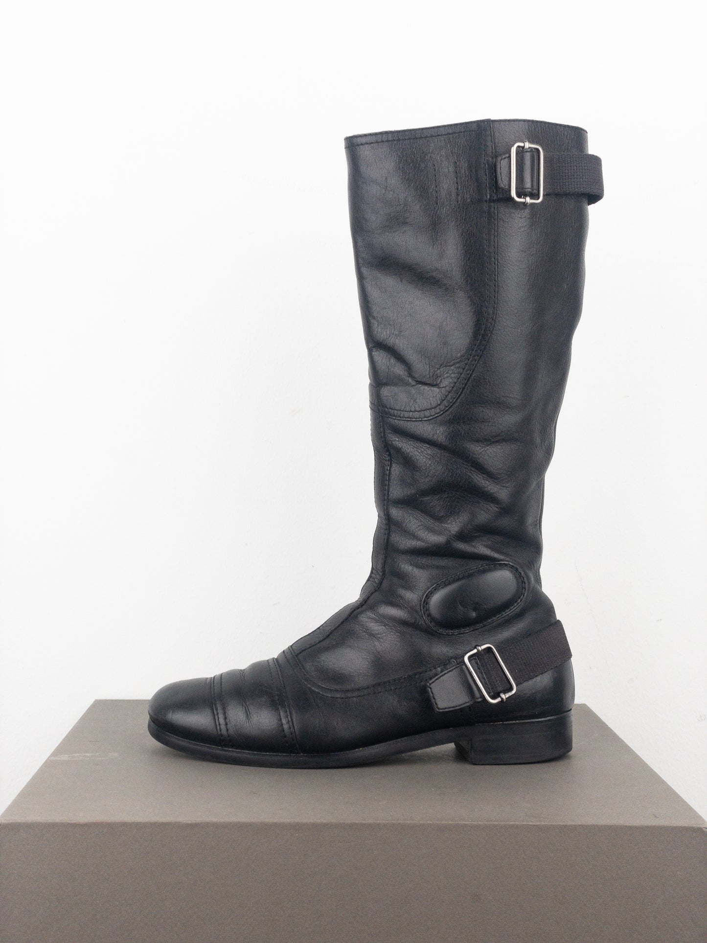 Miu Miu 2000s Knee-High Buckle Biker Boots