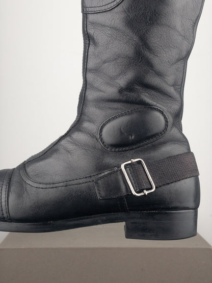Miu Miu 2000s Knee-High Buckle Biker Boots