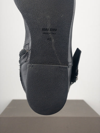 Miu Miu 2000s Knee-High Buckle Biker Boots