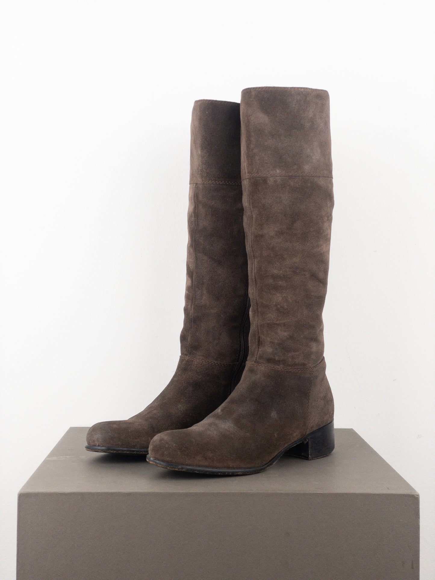 Miu Miu 2000s Knee-High Suede Cowboy Riding Boots