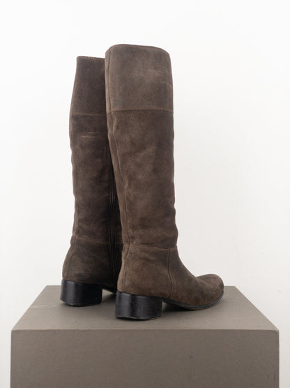 Miu Miu 2000s Knee-High Suede Cowboy Riding Boots