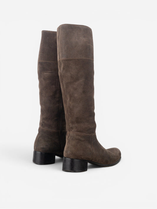 Miu Miu 2000s Knee-High Suede Cowboy Riding Boots – photo 2