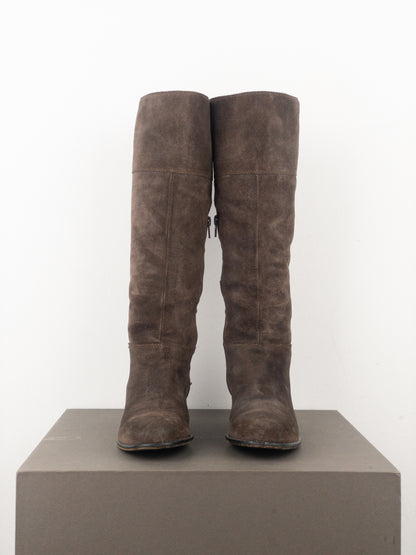 Miu Miu 2000s Knee-High Suede Cowboy Riding Boots