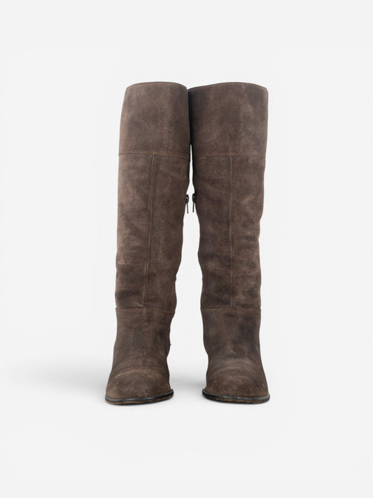 Miu Miu 2000s Knee-High Suede Cowboy Riding Boots – photo 5