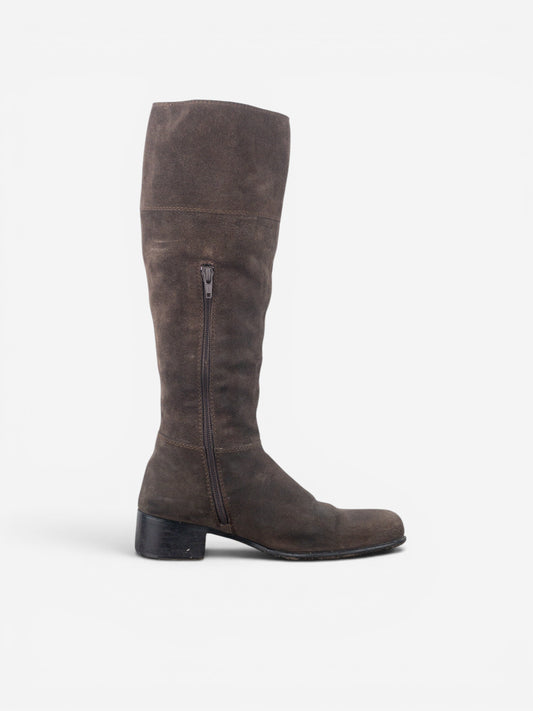 Miu Miu 2000s Knee-High Suede Cowboy Riding Boots – photo 4