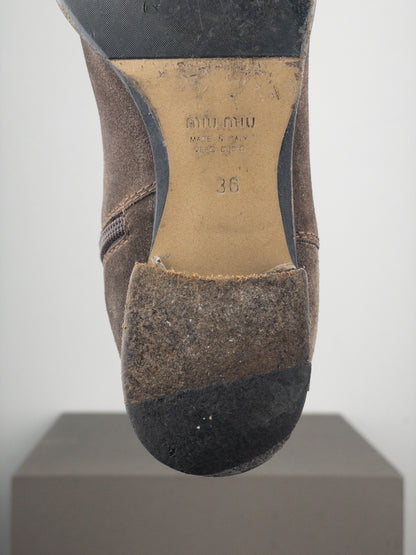 Miu Miu 2000s Knee-High Suede Cowboy Riding Boots