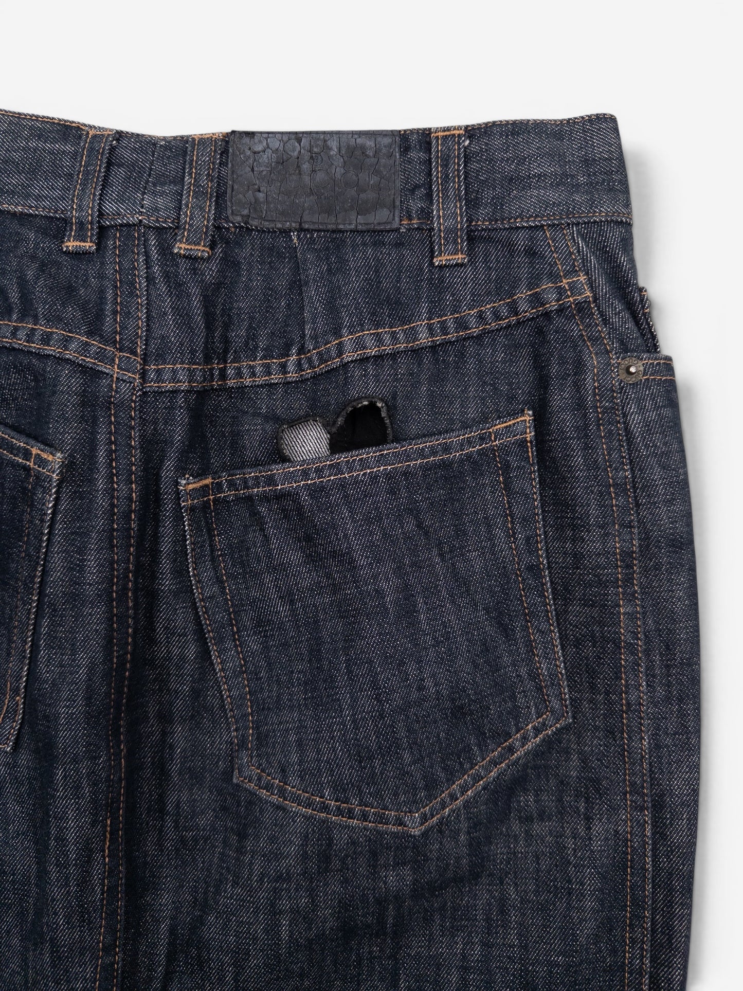 Gucci by Tom Ford SS02 Heart Cutout Denim Jeans Midi Skirt