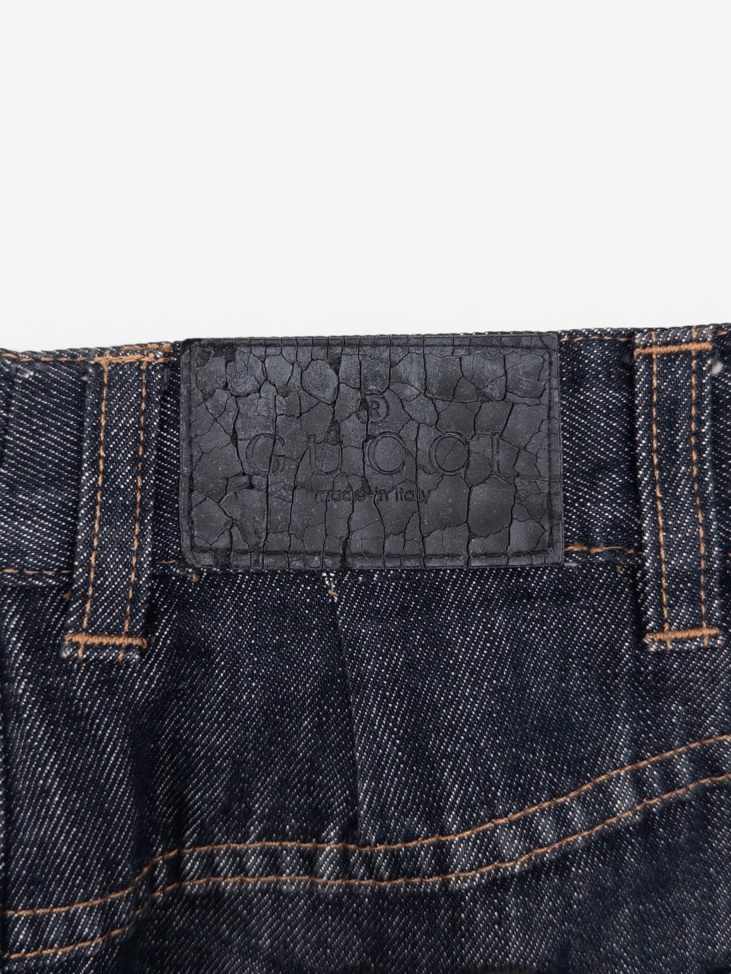 Gucci by Tom Ford SS02 Heart Cutout Denim Jeans Midi Skirt