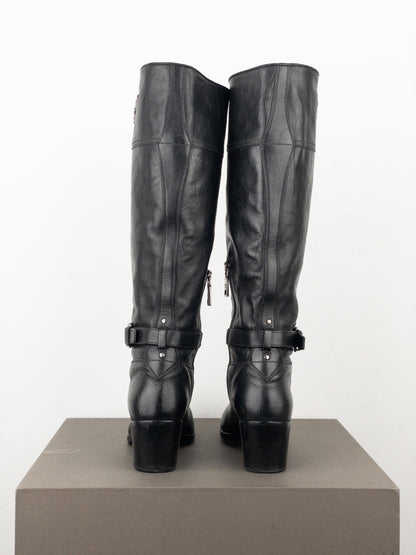Prada SS06 Knee-High Buckle Biker Riding Boots
