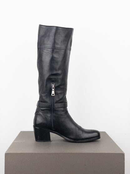 Prada SS06 Knee-High Buckle Biker Riding Boots