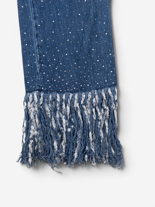 Fendi 2000s Fringe Rhinestone Denim Jeans – photo 3