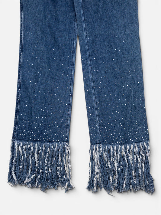 Fendi 2000s Fringe Rhinestone Denim Jeans – photo 4