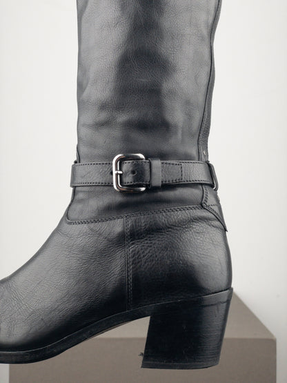 Prada SS06 Knee-High Buckle Biker Riding Boots