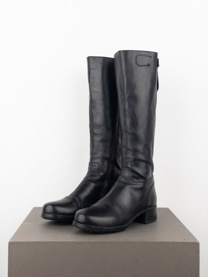 Prada 2000s Knee High Riding Biker Boots