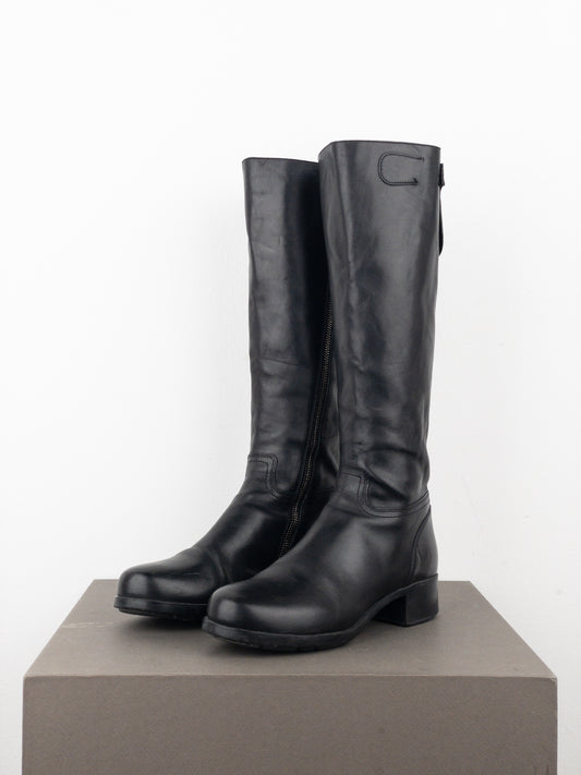 Prada 2000s Knee High Riding Biker Boots