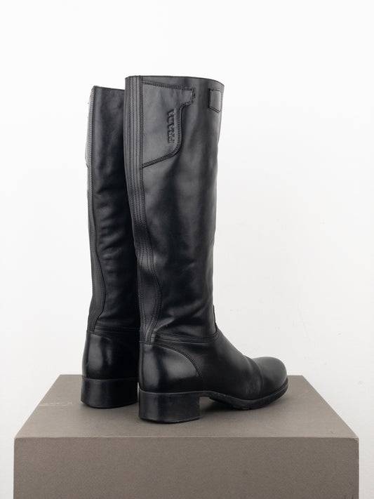 Prada 2000s Knee High Riding Biker Boots