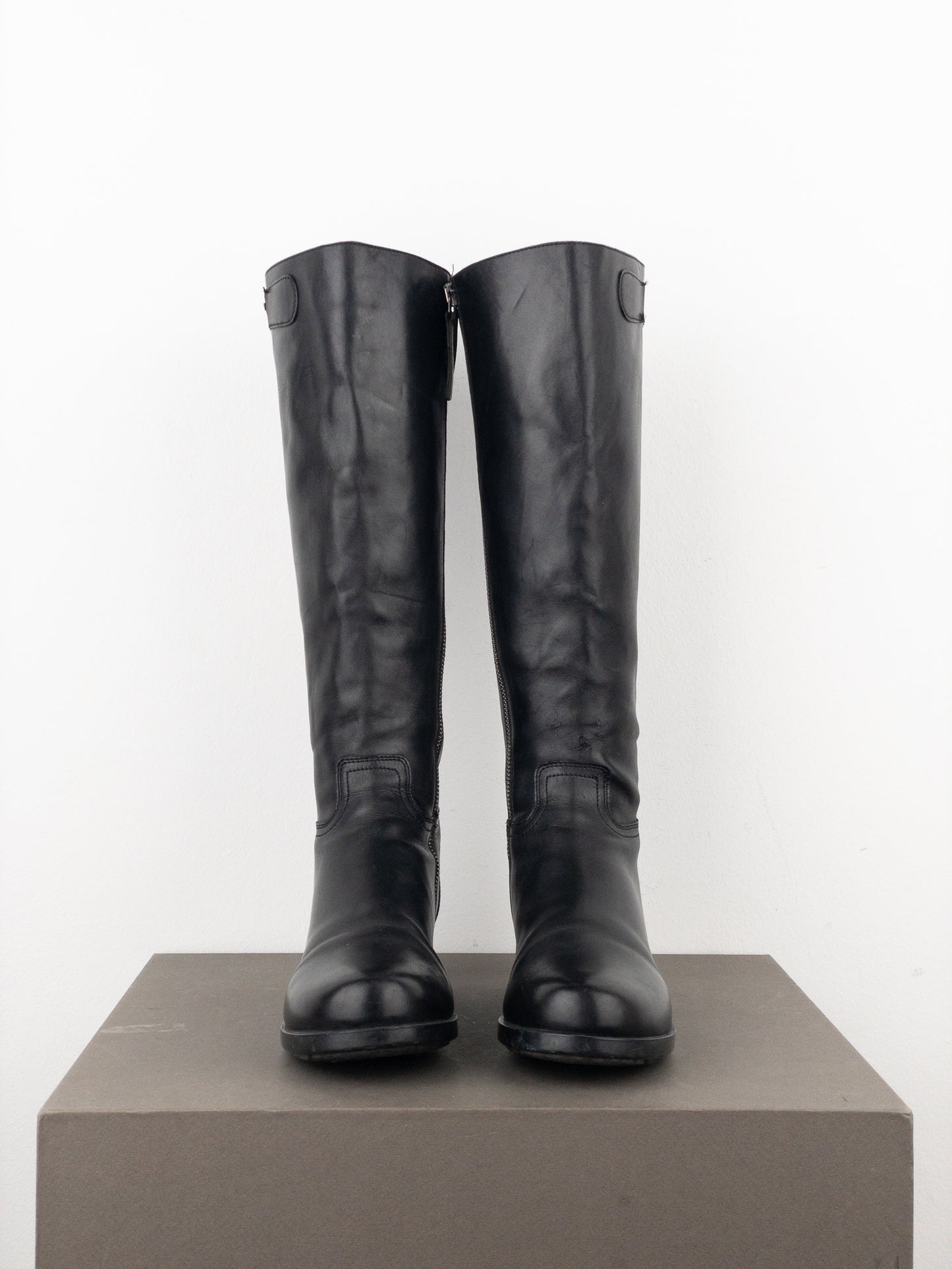 Prada 2000s Knee High Riding Biker Boots