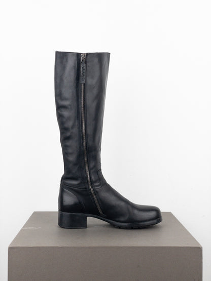 Prada 2000s Knee High Riding Biker Boots