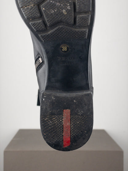 Prada 2000s Knee High Riding Biker Boots