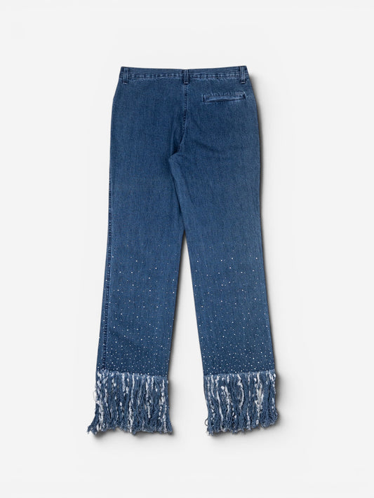 Fendi 2000s Fringe Rhinestone Denim Jeans – photo 2