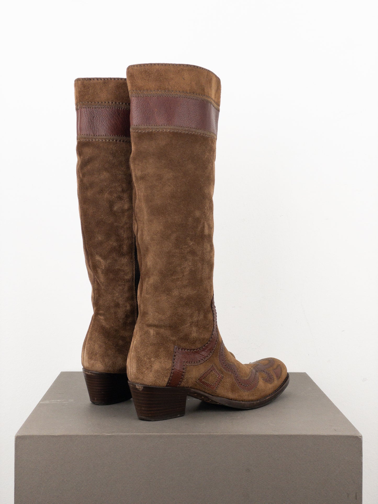 Miu Miu 2000s Knee-High Suede Cowboy Boots
