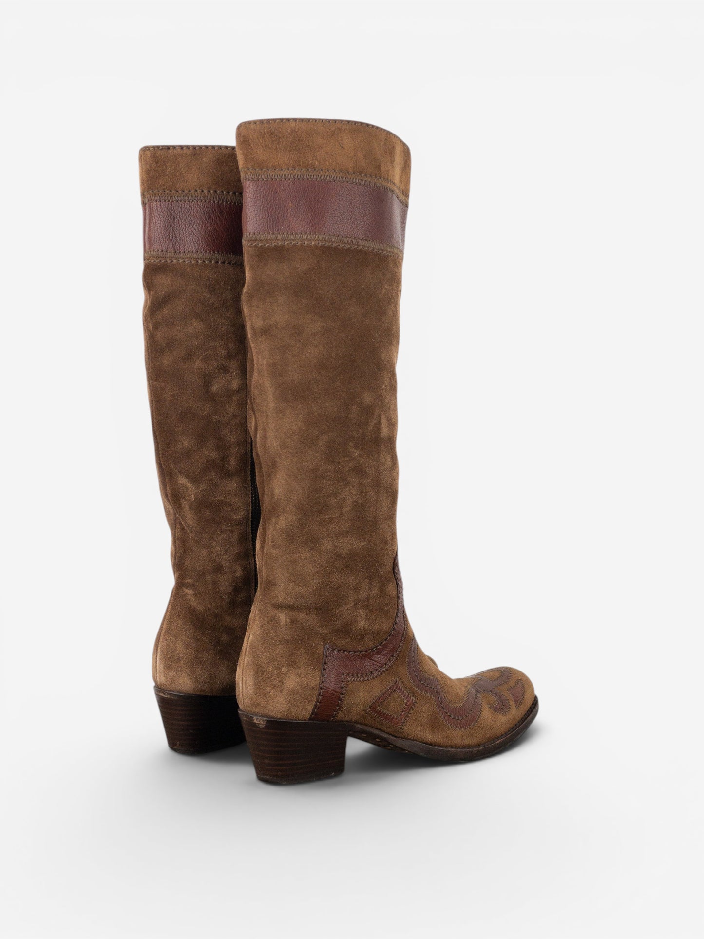 Miu Miu 2000s Knee-High Suede Cowboy Boots – photo 2