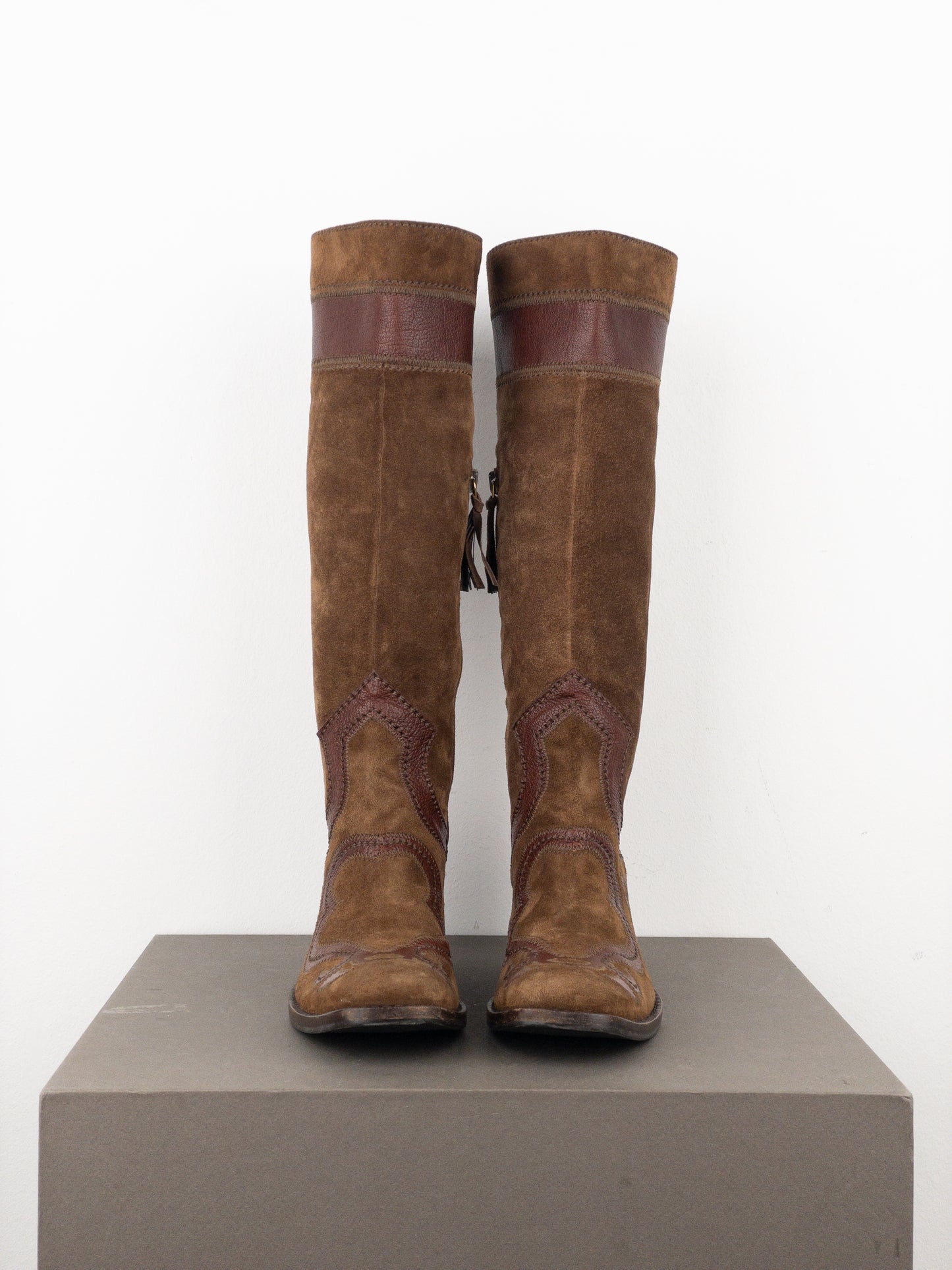 Miu Miu 2000s Knee-High Suede Cowboy Boots