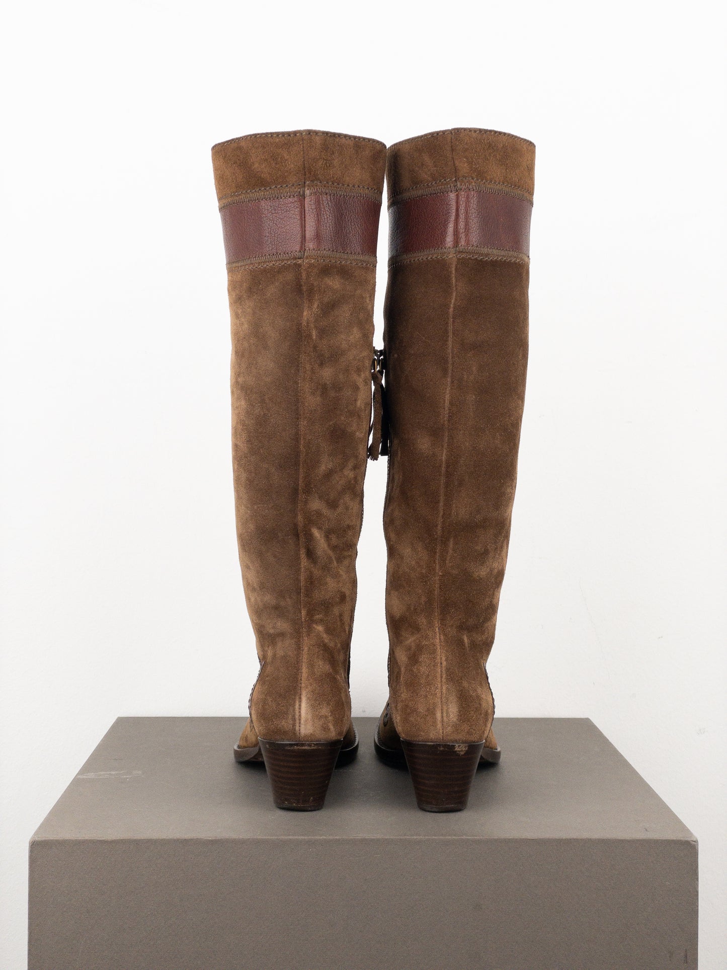 Miu Miu 2000s Knee-High Suede Cowboy Boots