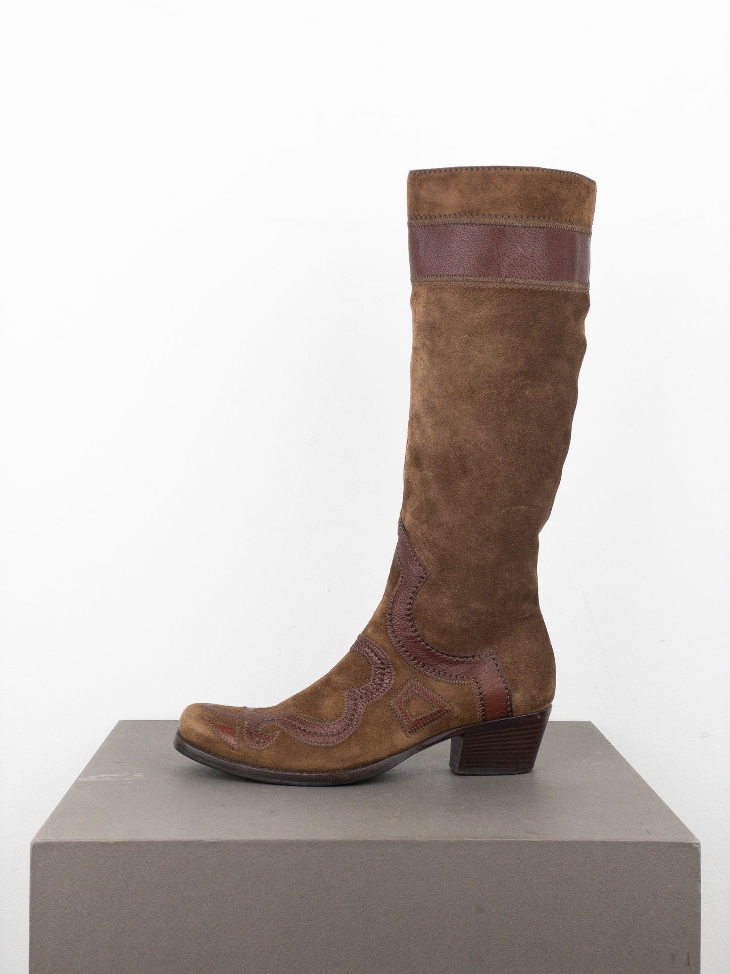 Miu Miu 2000s Knee-High Suede Cowboy Boots