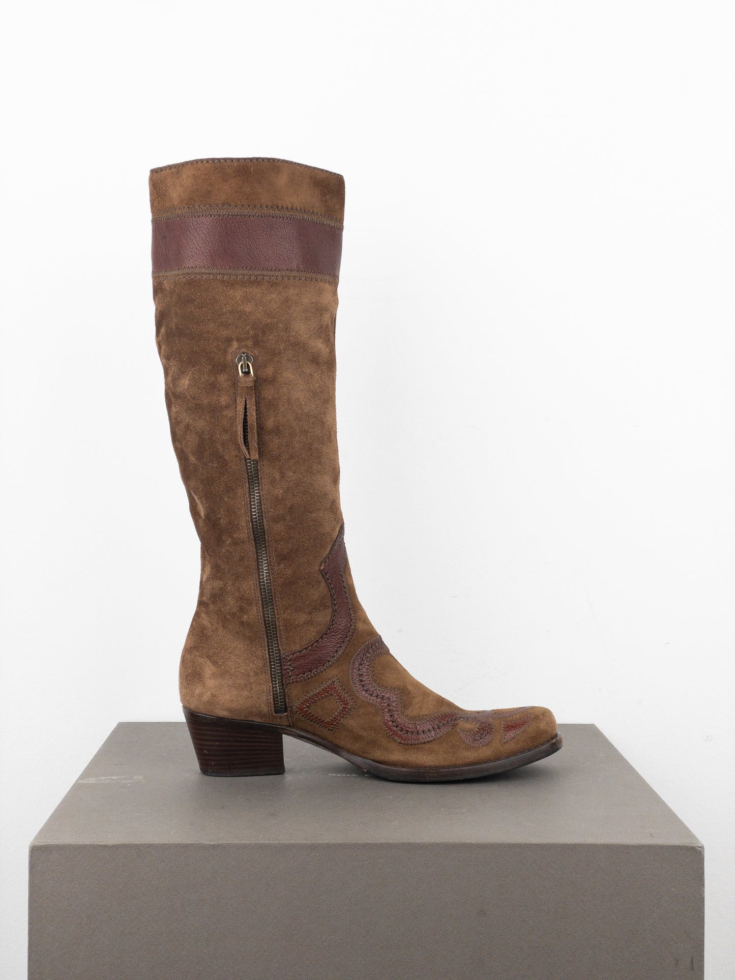 Miu Miu 2000s Knee-High Suede Cowboy Boots