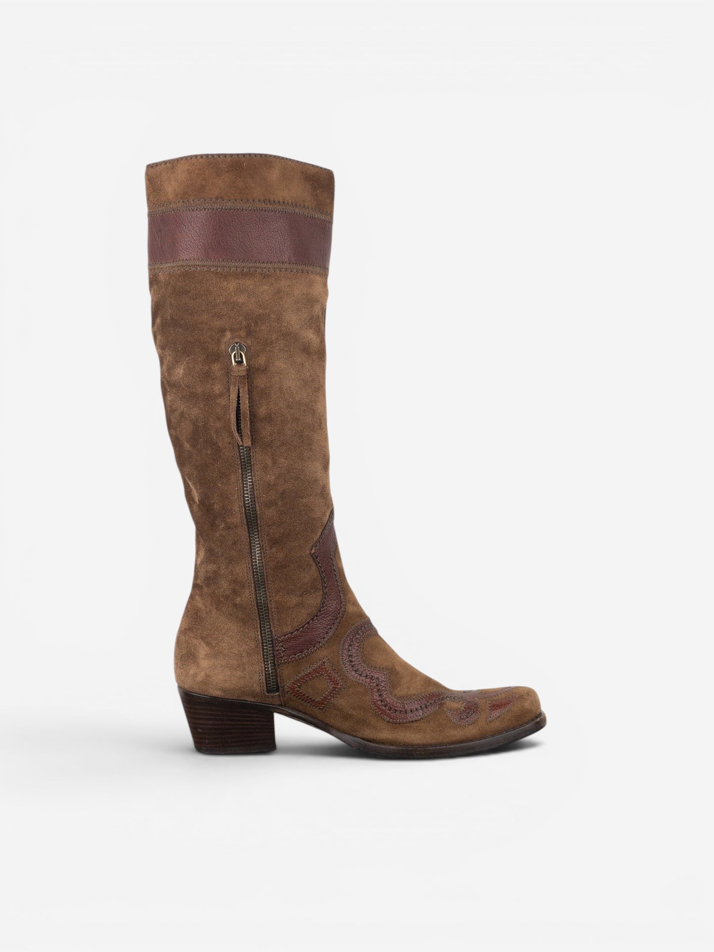 Miu Miu 2000s Knee-High Suede Cowboy Boots – photo 4