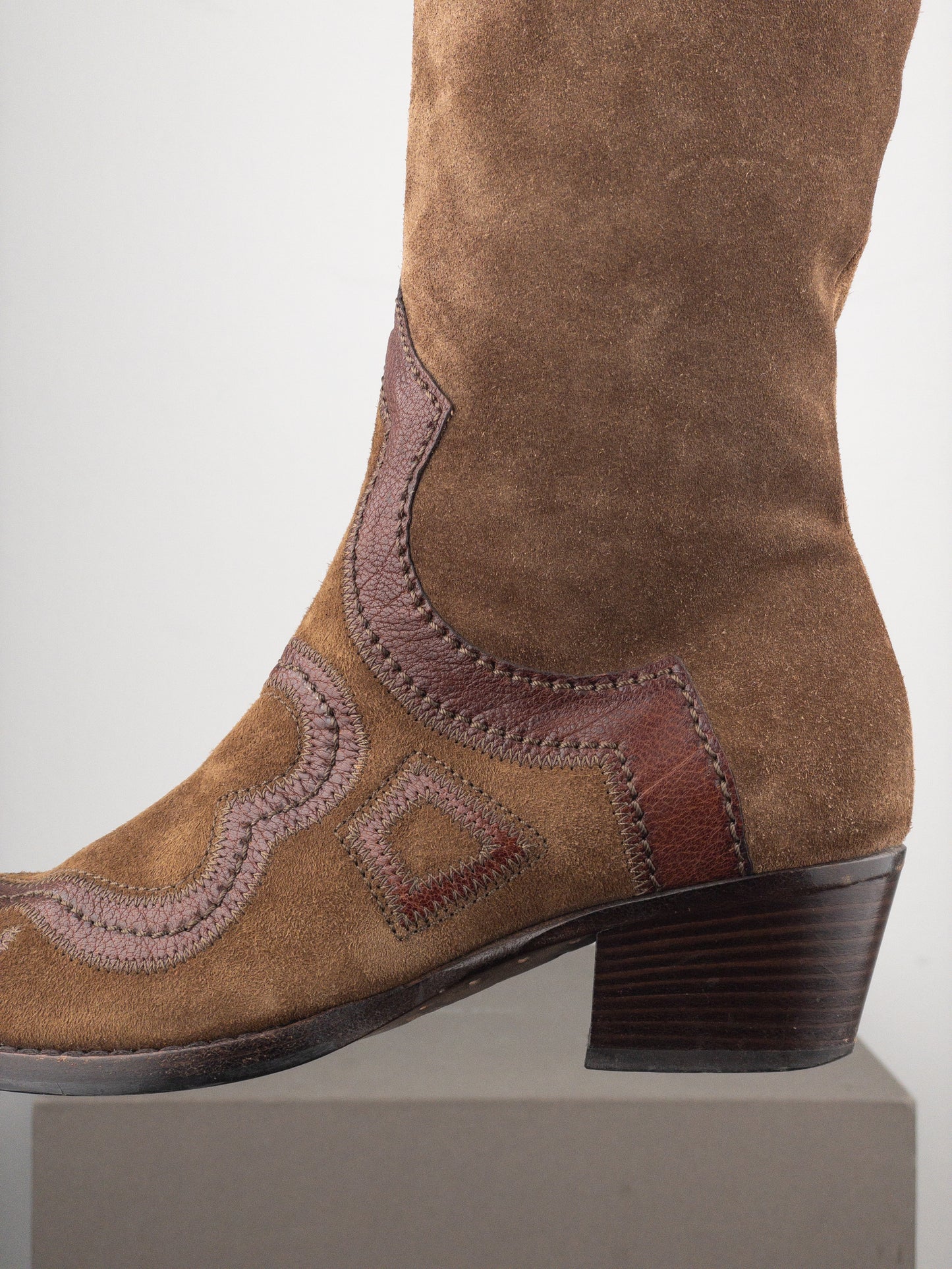 Miu Miu 2000s Knee-High Suede Cowboy Boots