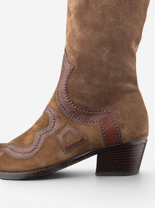 Miu Miu 2000s Knee-High Suede Cowboy Boots – photo 8