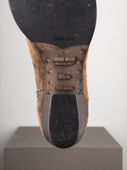 Miu Miu 2000s Knee-High Suede Cowboy Boots