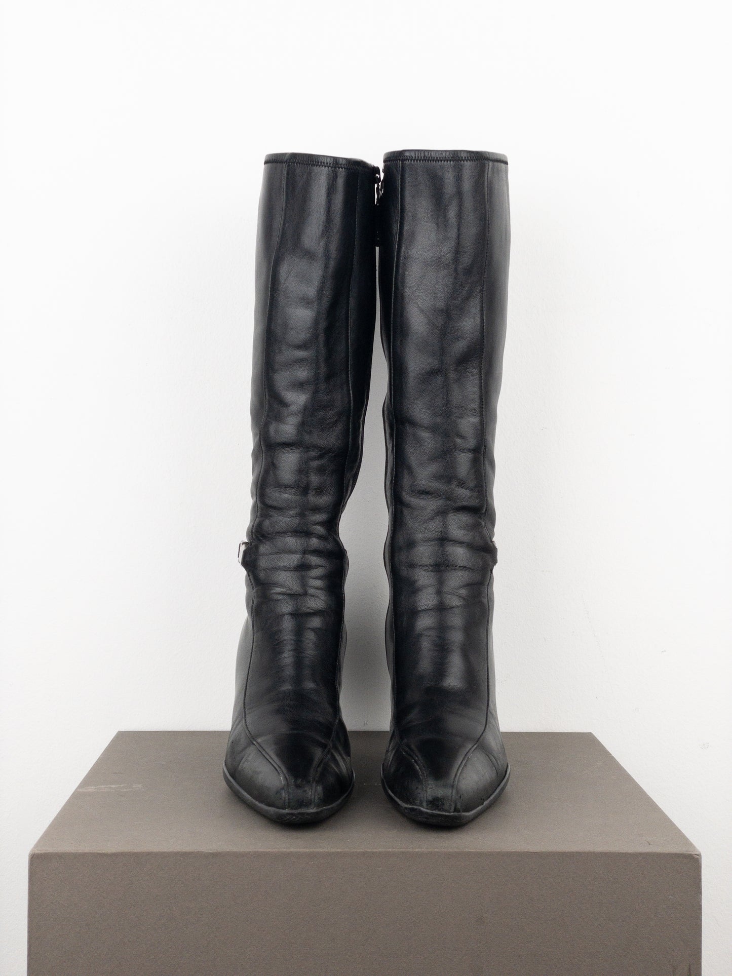 Prada 2000s Knee-High Sports Buckle Kitten Heel Boots
