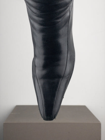 Prada 2000s Knee-High Sports Buckle Kitten Heel Boots