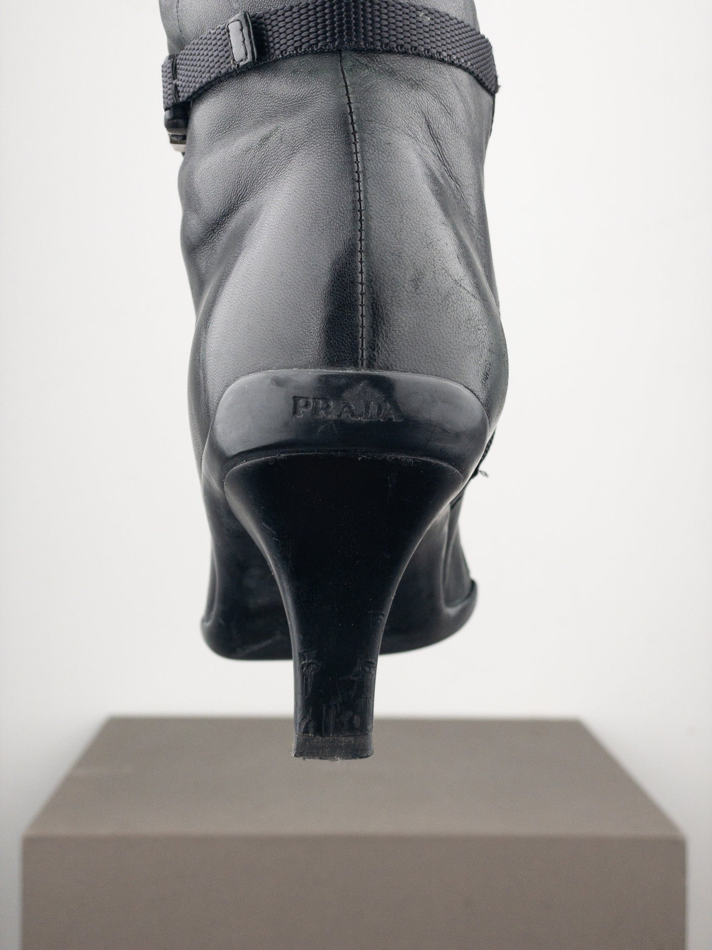 Prada 2000s Knee-High Sports Buckle Kitten Heel Boots