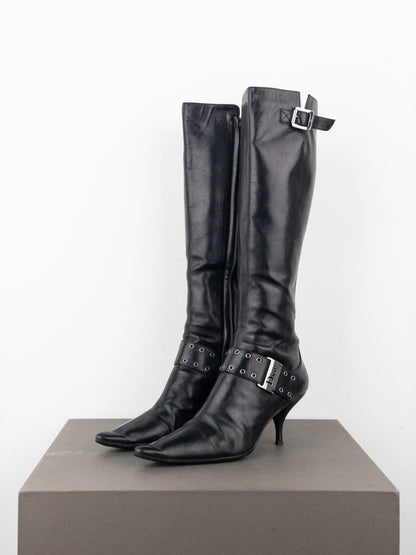 Dior by Galliano SS02 ‘Street Chic’ Buckle Knee-High Heel Boots