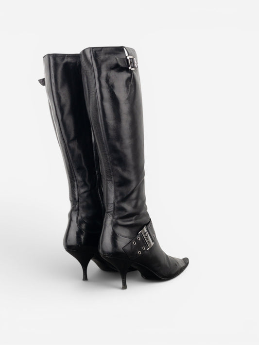 Dior by Galliano SS02 ‘Street Chic’ Buckle Knee-High Heel Boots – photo 2