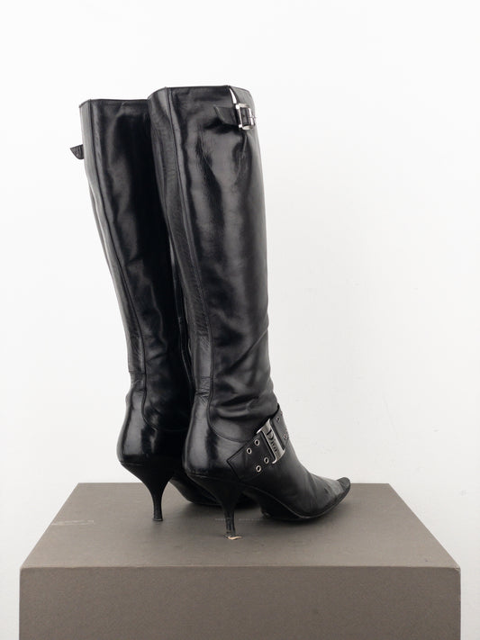 Dior by Galliano SS02 ‘Street Chic’ Buckle Knee-High Heel Boots