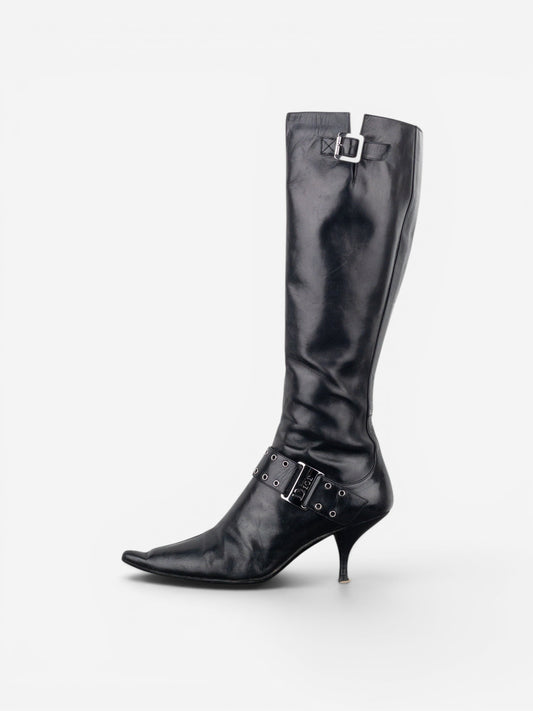 Dior by Galliano SS02 ‘Street Chic’ Buckle Knee-High Heel Boots – photo 3