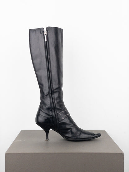 Dior by Galliano SS02 ‘Street Chic’ Buckle Knee-High Heel Boots