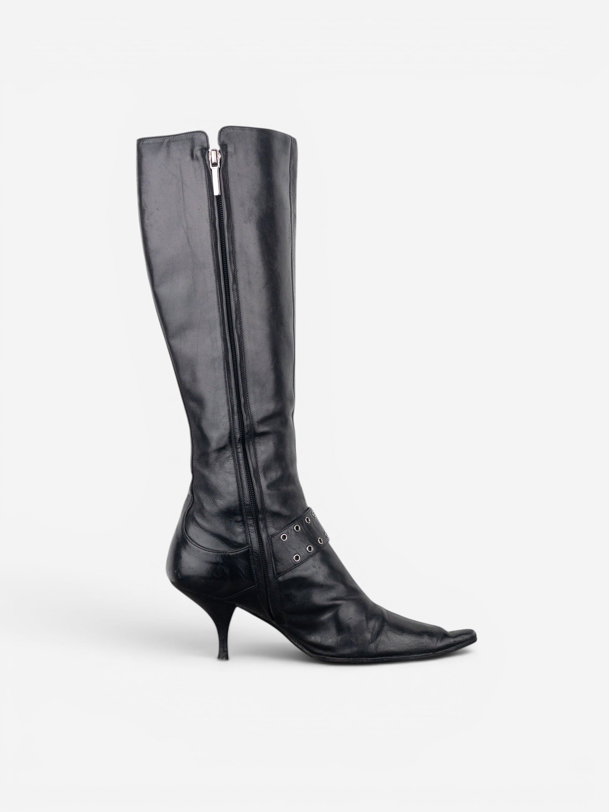 Dior by Galliano SS02 ‘Street Chic’ Buckle Knee-High Heel Boots – photo 4