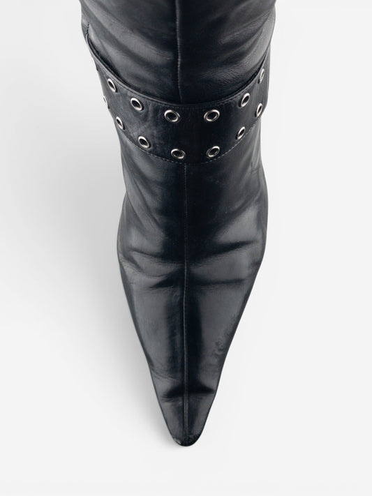 Dior by Galliano SS02 ‘Street Chic’ Buckle Knee-High Heel Boots – photo 7