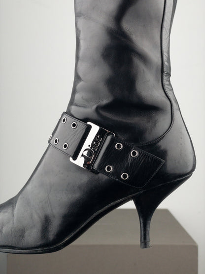 Dior by Galliano SS02 ‘Street Chic’ Buckle Knee-High Heel Boots