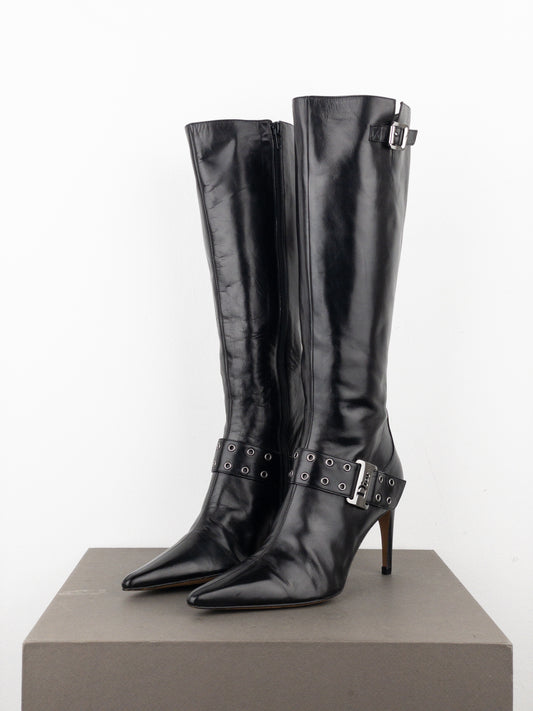 Dior by Galliano SS02 ‘Street Chic’ Buckle Knee-High Heel Boots